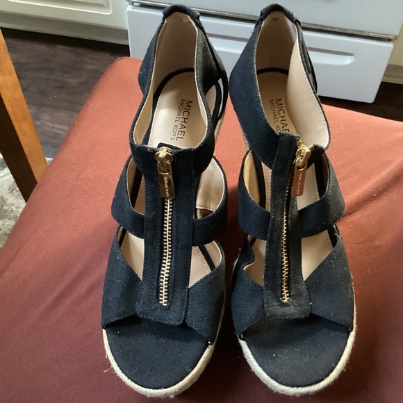 Michael Kors Black Etta Linen Blend Wedge Sandal New without tag Size 7 - Picture 4 of 13